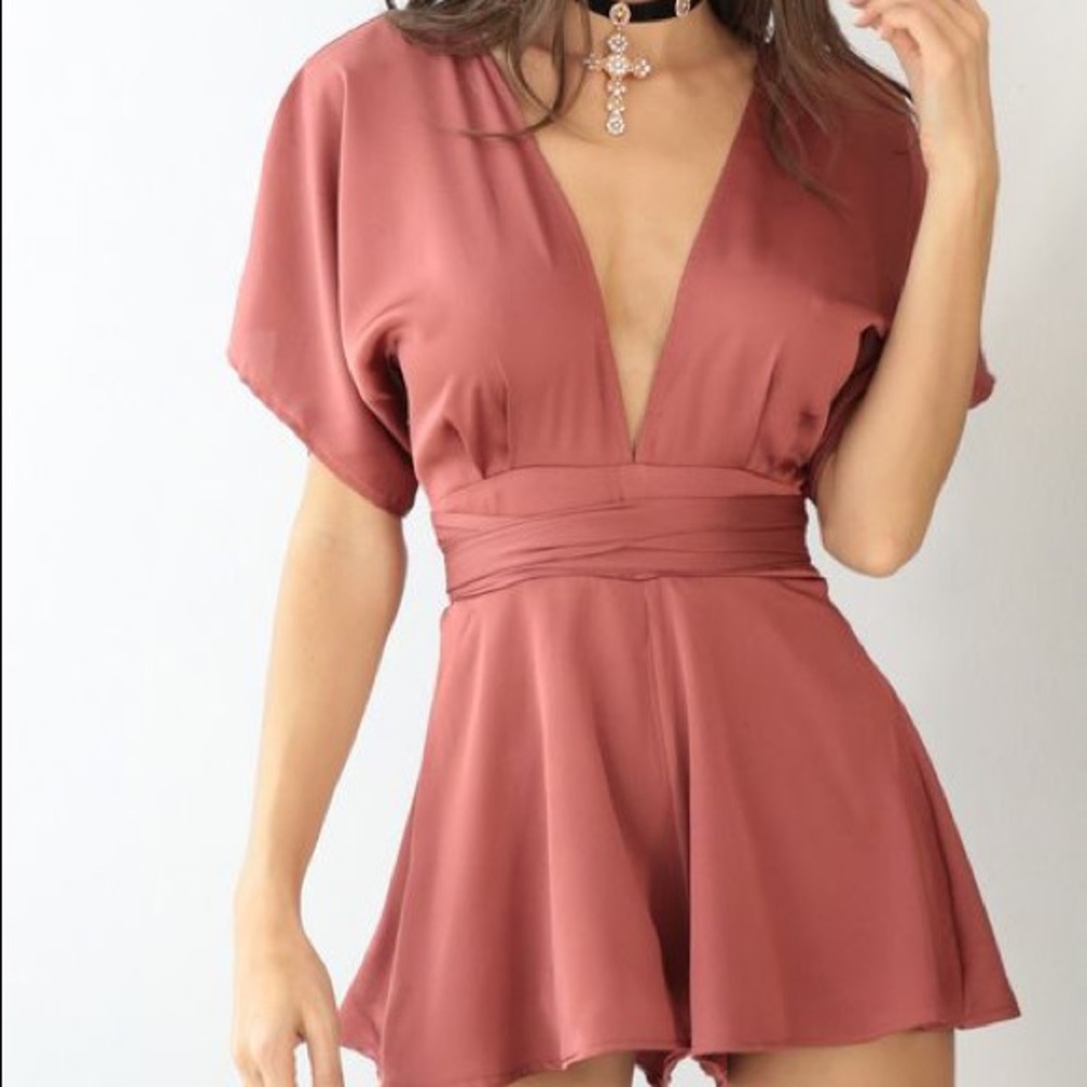 LUCY IN THE SKY Satin Romper - Feeling the Night Romper in Coral